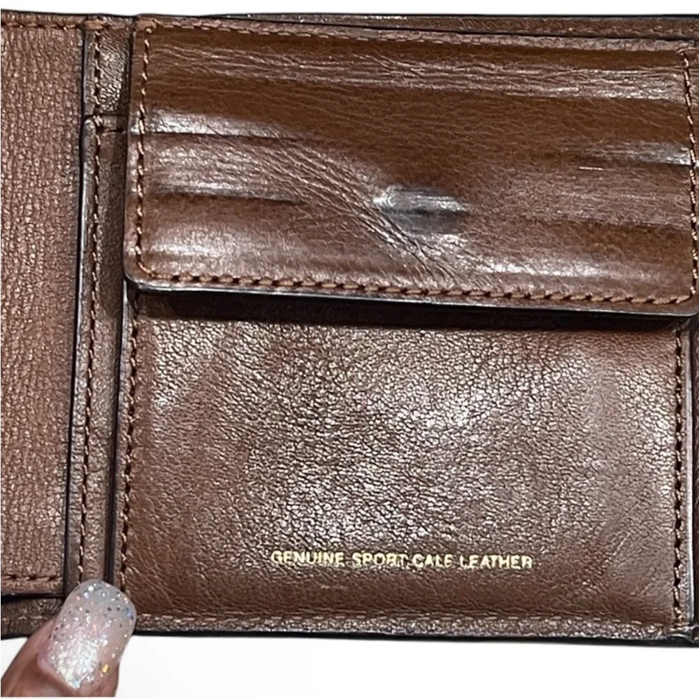 Coach Dark Brown Leather Bifold Wallet with Coin Pouch